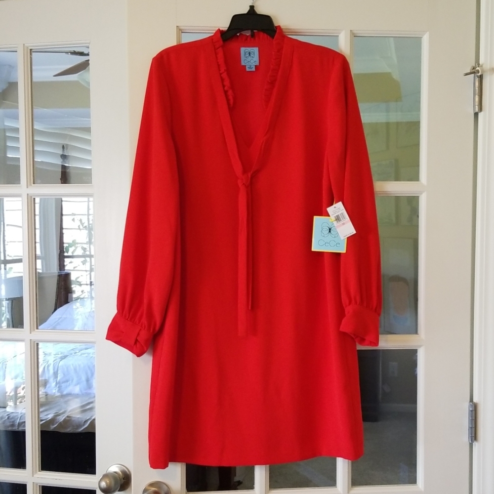 NWT CeCe size 10 red sophisticated dress.